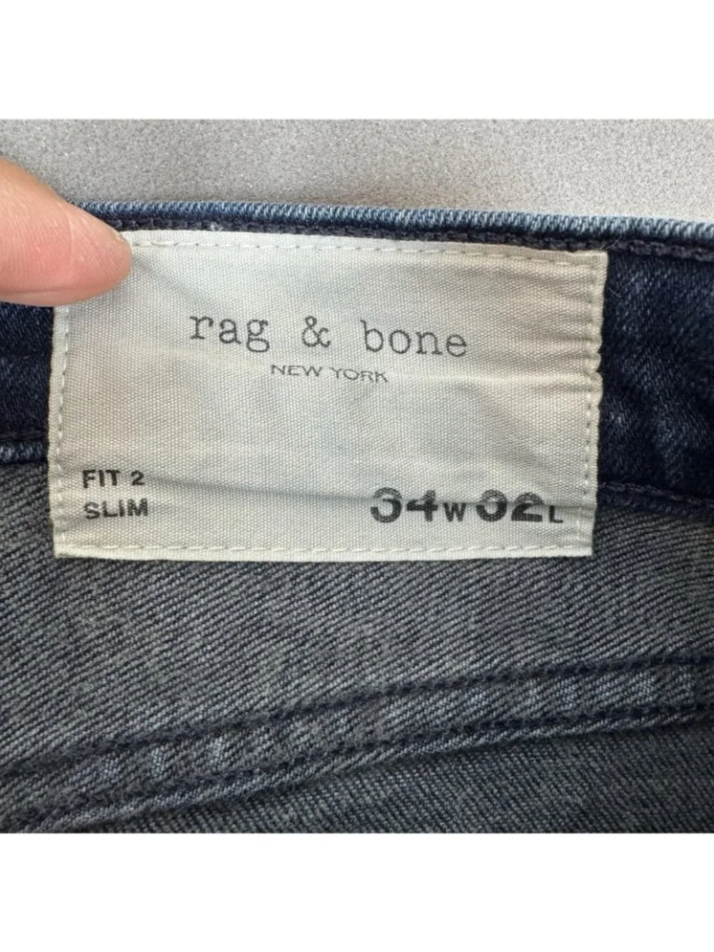 Rag & Bone Fit 2 Jeans Mens Size 34x32 Blue Slim Tapered Stretch Cashmere Denim